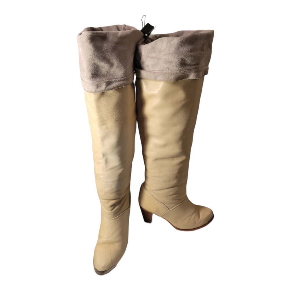 Vintage Zodiac 18” Tall Suede/Leather Boots Western Diva Fashion Boots